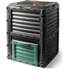 Spetebo Contenitore per compost in plastica, 300 litri, nero, 83 x 61 x 61 cm, compostiera termica da giardino, resistente alle intemperie