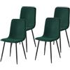 Hela Tische, Set di 4 sedie per sala da pranzo, rivestimento in velluto a coste, colore verde, tubi rotondi, piedini in metallo, portata 120 kg
