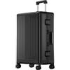 Aoun Valigia Trolley Cabina Bagaglio a Mano Rigido in Lega di Alluminio Magnesio, Bagaglio a Mano Rigido in Tutto Metallo con Ruote, Valigia da Stiva Rigida per Viaggio Business (Nero, 61CM-76L)