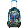 SJ GANG STYLE JAM GANG Trolley Scuola Jack 3 Ruote Led Look, Blu, 3 in 1, Zaino Triplo Uso con Carrello Sganciabile, 33 L, Zaino Scuola Elementare, Zaino Bambino