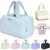 soluk Travel Cosmetic Bag,Large Capacity Wide-Open Travel Cosmetic Bag with 4 Compartments and Handle,Lightweight Waterproof Portable Pouch Open Flat Toiletry Bags (blue)
