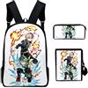 Zhongkaihua My Hero Academia, set di 3 pezzi di borsa per la scuola Boku No Hero Academia, resistente, grande capacità, gioco dei cartoni animati, scuola, zaino per borse a tracolla e astucci