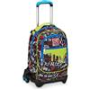 Seven SJ Gang Trolley Scuola Jack 3 Ruote, Nero e Verde, Born To Fun, 3 in 1, Triplo Uso, Zaino Con Carrello Sganciabile, Tasca Porta Borraccia e Crossover System, Elementare, Bambino