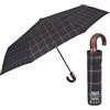PERLETTI Ombrello Pieghevole Antivento Uomo - Ombrellino Compatto Resistente Ultra Leggero Adulto - Ombrello Apertura e Chiusura Automatica da Viaggio - Diametro 104 cm (Scozzese Marrone)