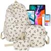 Lesunbak Borsa da scuola estetica per ragazze, zaino in nylon da 3 pezzi, set zaino con motivo a fiocco, grazioso pacchetto preppy, leggero e, grande capacità, borsa da viaggio alla moda per
