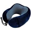 FANDARE Unisex Cuscino da Viaggio Memory Foam Cuscino per Il Collo a Forma di U Neck Pillow per Adolescenti,Ufficio,Casa, Autobus/Aereo/Treno Viaggio,360 ° Supporto per collo & mento Blu scuro