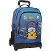 COMIX Scomix by Sio - Zaino Scuola Trolley, con Maniglia Regolabile, Trolley Staccabile, Spallacci Imbottiti e Regolabili, 2 Scomparti Principali, Tasca Frontale, Chiusure A Zip, 34x52Hx22cm, Blu