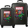 Marvel Avengers Sky Avengers Set valigie Nero 55/68 cms Rigida ABS Chiusura a combinazione numerica 104L 4 doppie ruote Bagaglio a mano