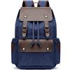 FANDARE Retrò Zaino Tela Con Coulisse per PC 15,6 Pollici - Cartella Scuola, Lavoro, Viaggio per Uomo e Donna - Daypacks Universita Blu Scuro