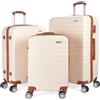 Brubaker Set di Valigie Paris a Guscio Rigido in 3 Pezzi con Bagaglio a Mano - Trolley con Chiusura a Combinazione, 4 Ruote e Maniglie di Trasporto Comfort (M, L, XL - Bianco Panna e Marrone Chiaro)