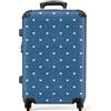 NoBoringSuitcases.com valigia grande 20-23 kg, media, trolley medio, rigida, rigido, da stiva, valigie grandi, bagaglio, leggera, medie rigide, con 4 ruote girevoli, 67 cm - 72 L, Cuori Sfondo Blu