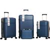 PROVITERA Set 4 Valigie Rigide in ABS con Beauty Case, Valigia con Manico Telescopico e Ruote Easy Roll, Trolley con Lucchetto e Serratura a Codice, Bagaglio a Mano Design Moderno (Blu Cobalto)