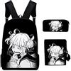 Zhongkaihua My Hero Academia - Set di zaino per la scuola per ragazzi, zaino da viaggio, set da 3 pezzi, zaino per computer portatile Anime Toga Himiko, borsa a tracolla con astuccio per matite