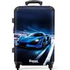 NoBoringSuitcases.com Valigia Bambini, Valigia Grande, Trolley Bambino, Valigia Per Bambini, Serratura TSA, Trolley Bambino da Viaggio, Valigia Grande 23 kg (67 cm - 72 L), (Auto - Blu - Autostrada)