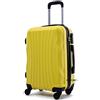 R.Leone Valigia da 1 pezzo Fino a Set 4 Trolley Rigido grande, medio, bagaglio a mano e beauty case 4 ruote in ABS 2037 (Giallo, S Bagaglio a mano)