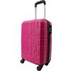 R.Leone Valigia EasyJet 45x36x20 cm Trolley Bagaglio a mano in ABS 4 Ruote Autonome (Fucsia, 611 Valigia 50x33x20cm)