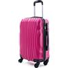 R.Leone Valigia Trolley Bagaglio a mano Rigido Ultraleggero in ABS 4 Ruote Autonome (Fucsia, 3037 Valigia 55x38x23 cm)