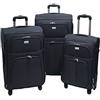 Ormi SLmilano Trolley valigia set valigie semirigide set bagagli in tessuto super leggeri 4 ruote piroettanti trolley piccolo adatto per cabina con compagnie lowcost art.214 (nero)