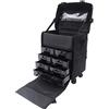 Legwfdthy Valigetta 2 in 1, extra grande, in tessuto Oxford, per trucchi professionali, con cassetti, per cosmetici, da viaggio, per parrucchieri, organizer su ruote, Nero , Trolley rigido con ruote girevoli
