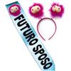 realGOOS 2 pezzi fascia con scritta FUTURO SPOSO e applicazione in gommapiuma TETTE + cerchietto per festa di addio al nubilato celibato matrimonio hot gadget sexy per adulti 18+
