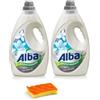GALLIK Alba Ammorbidente Iris e Fiori Bianchi 2 x 3 L (Totale 6 L) - Fino a 54 Lavaggi per Flacone - 2 Pezzi + Spugna Omaggio Kit Gallik