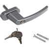Olympia FGS 100 FG300 A Maniglia per finestra con 2 chiavi per | finestra di sicurezza con lucchetto | quadrato 7 X 7 mm | Lunghezza perno 35 mm | Materiale: Metallo Rivestito, Argento