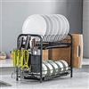 POTUBI Scolaposate, scolapiatti con vassoio raccogligocce, grande contenitore for utensili da cucina, portaposate, organizer antiruggine con tagliere, bacchette