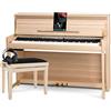 Classic Cantabile UP-1 LA Pianoforte Verticale Digitale - 88 Tastiera pesata - Pianola musicale con USB, MIDI, 256 polifonia, 40 voci - Piano digitale Set con Panca e Cuffie - Quercia Chiara