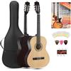 Classic Cantabile Acoustic Series AS-851-L Chitarra Classica 7/8 per Mancini Starter-SET (chitarra da concerto, borsa/custodia, scuola, CD, DVD, plettro, corde, diapason) naturale