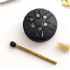 KeyoGoS Buddha Stones - Mini tamburo in acciaio, 7,6 cm e 6 note, kit di batteria a mano con bacchetta, percussione, kit per meditazione, intrattenimento, educazione musicale (nero)