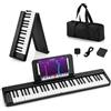 KOMFOTTEU Pianoforte Digitale 61 Tasti Pieghevole con Display LED & Bluetooth, Tastiera Elettronica Multifunzionale per Principianti, Pianola Facile da Trasportare con Borsa per Pianoforte
