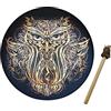 Pomurom Tamburo sciamanico, 25 cm, con manico a tamburo, tamburo sciamanico fatto a mano, in legno, per musica spirituale, guarigione del suono, meditazione, decorazione della casa, strumenti a percussione