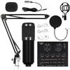 Generic Attrezzature per studio di registrazione, set di microfoni professionali, kit completo di produzione musicale, set di apparecchiature per podcast, mixer interfaccia audio, supporto per cuffie per
