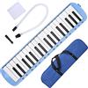 AOWINHIT Tastiera a Fiato Melodica a 37 Tasti, Kit Cerbottana Portatile, Strumento Musicale per Principianti e Professionisti, Materiale ABS Resistente Agli Urti (Blu),Melodica