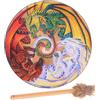 Shenrongtong Tamburo sciamanico, tamburo sciamanico a mano, tamburo siberiano in pelle PU con bacchetta, tamburo spirituale circolare, tamburo musicale in legno vintage per guaritore del suono