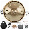 BIILOYY Handpan Strumento Musicale, 18 pollici 432 Hz 9 note in Acciaio Tongue Drum in sol Minore con Bacchette, Supporto per batteria, Borsa per Meditazione Yoga