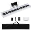 COSTWAY Tastiera Pianoforte 88 Tasti Dinamici Pieghevole (Bianco) | Tastiera Elettrica con 380 Timbri, 128 Ritmi e 88 Demo, Tastiera Elettrica per Principianti Bambini