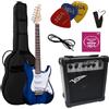 MSA: CHITARRE ELETRICHE BLU TRASPARENTE - CHITARRA ELETTRICA BLU - SET CON AMPLIFICATORE DA 20WATT - BORSA - PLETTRO - CORDE - BIANCA SCURO TRASPARENTE
