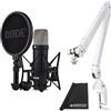 RØDE Rode NT1 - Microfono da studio Signature Black + PSA-1 + braccio articolato bianco + panno in microfibra Keepdrum