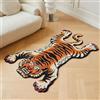 stitchworn Tappeto a pelo lungo trapuntato con tigre tibetana, lavabile in lavatrice, per interni, con retro in TPR antiscivolo, per camera da letto, bagno, soggiorno e sala da pranzo, colore: arancione