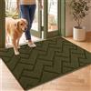 Biscpro Zerbino 60 x 90 cm, lavabile, per interni, antiscivolo, assorbente, per ingresso, patio, giardino, lavanderia, animali domestici, colore: verde oliva