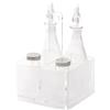 LINEE Recanati MEDITERRANEA Menage - Set Condimenti Porta Olio Aceto Sale Pepe in PMMA e Vetro 17x17x23 cm - Design Decorativo da Tavola - Made in Italy (Trasparente Satinato)