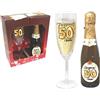 DOR Flute H.20 cm + bottiglia prosecco D.O.C. 20 cl con scatola gift - decorazioni per feste (50 anni)