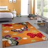 CARPETIA Simpatico tappeto per cameretta con disegno di farfalle - colorato - arancione, 120 x 170 cm