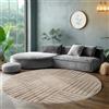 SIMPEX Tappeto Rotondo 120 cm Beige Scandi Boho Motivo a Quadri Effetto Alto-Basso Morbido Shaggy Pelo Lungo Soffice Robusto Facile da Pulire Moderno per Tavolino