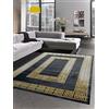 CARPETIA Tappeto soggiorno con bordo modello meandro oro nero Größe 200 x 290 cm