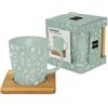 Paperproducts Design PPD Pure Flower Eucalyptus Trend Mug Natura con sottobicchiere in legno tazza 350 ml