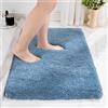 Disolla Tappeto da bagno blu, 43 x 61 cm, antiscivolo, in peluche, tappetino da bagno piccolo, altamente assorbente e ultra morbido, lavabile in lavatrice, per doccia e vasca da bagno