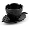Culnflun Tazza da tè in ghisa giapponese Tazza retrò Pentola in ferro Sottobicchieri in ferro Set da tè Bicchieri da 100 ml Nero
