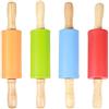 Nikou 4 Pz Mini Mattarello con Manico In Legno Antiaderente Silicone Mattarello, Mattarello in Silicone Antiaderente con Manico in Legno per Cucina Casa Bambini Utensili da Forno